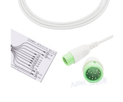 A1045-EE1 Comen Compatible EKG Cable redondo 12pin AHA Snap