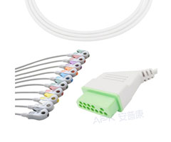 A2036-EE1 Nihon Kohden Compatible EKG Cable 12-pin Nihon Kohden conector AHA Clip