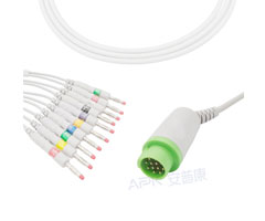 A4043-EE1 de 12 clavijas compatibles con EKG Cable redondo 10KΩ AHA Banana