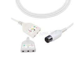 A3037-EK2D Mindray Datascope Compatible tipo Din ECG maletero Cable 3-plomo AHA / IEC 6pin