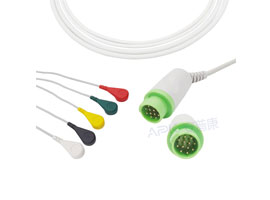 A5022-EC0 GE Healthcare > Corometrics Compatible con una pieza 5-plomo Cable ECG 10KΩ Snap IEC 12pin