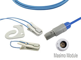 A1315-SR129PU Mindray Compatible oreja clip SpO2 Sensor con Cable 260cm 6-pin