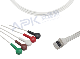 A41HEC05AK Mortara Compatible con H3 ECG Holter Cable de 5 cables a presión, Ajá