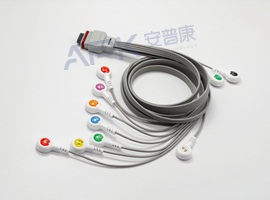 A56HEC10AK ECG Holter Cable 10-Cable Snap AHA