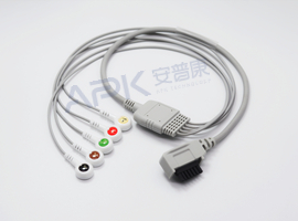 A61HEC05AK Compatible con el Noreste DR200 ECG Holter Cable de 5 cables a presión, Ajá